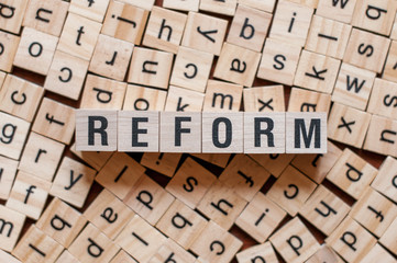 the word of REFORM on building blocks concept