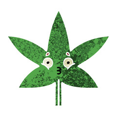 retro illustration style cartoon marijuana leaf