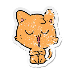Obraz na płótnie Canvas distressed sticker of a cartoon cat singing