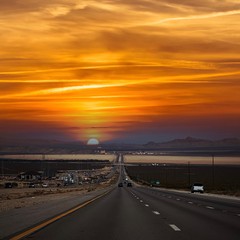 highway at sunset
