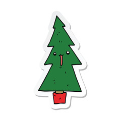 sticker of a cartoon christmas tree