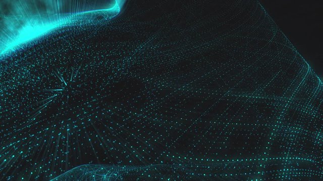 Quantum Field Collision in 4k - blue glow particle field. computer generated abstract motion background