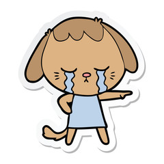 sticker of a cartoon crying dog