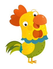 cartoon scene with rooster on white background - illustration for children
