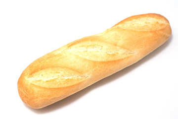 Small baguette isolated on white