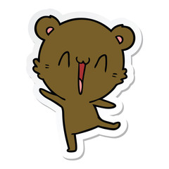 sticker of a happy bear cartoon
