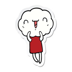 sticker of a cute cartoon cloud head creature