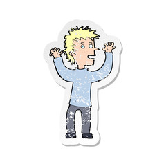 retro distressed sticker of a cartoon excited boy