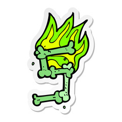 sticker of a cartoon halloween bone number