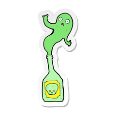 sticker of a cartoon ghost in bottle