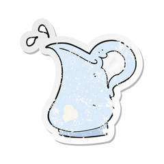 retro distressed sticker of a cartoon milk jug