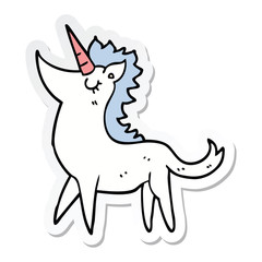 sticker of a cartoon unicorn