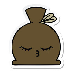 sticker of a cute cartoon sack