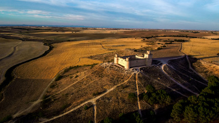Obraz premium Spanish castle of Barcience. Toledo. Spain. Drone Photo