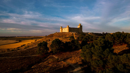 Obraz premium Spanish castle of Barcience. Toledo. Spain. Drone Photo