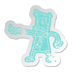 distressed old sticker man pointing looking worried