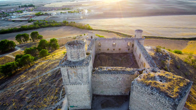 Spanish castle of Barcience. Toledo. Spain. Drone Photo