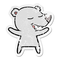 distressed sticker of a cartoon bear
