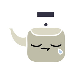 flat color retro cartoon kettle