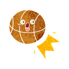 retro illustration style cartoon basketball
