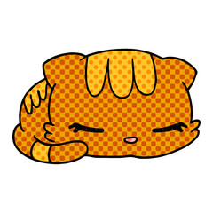 cartoon kawaii cute sleeping kitten