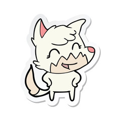 sticker of a happy cartoon fox