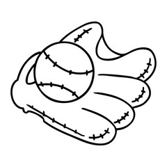 line drawing doodle of a baseball and glove