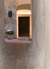 Picturesque alley in the medieval village