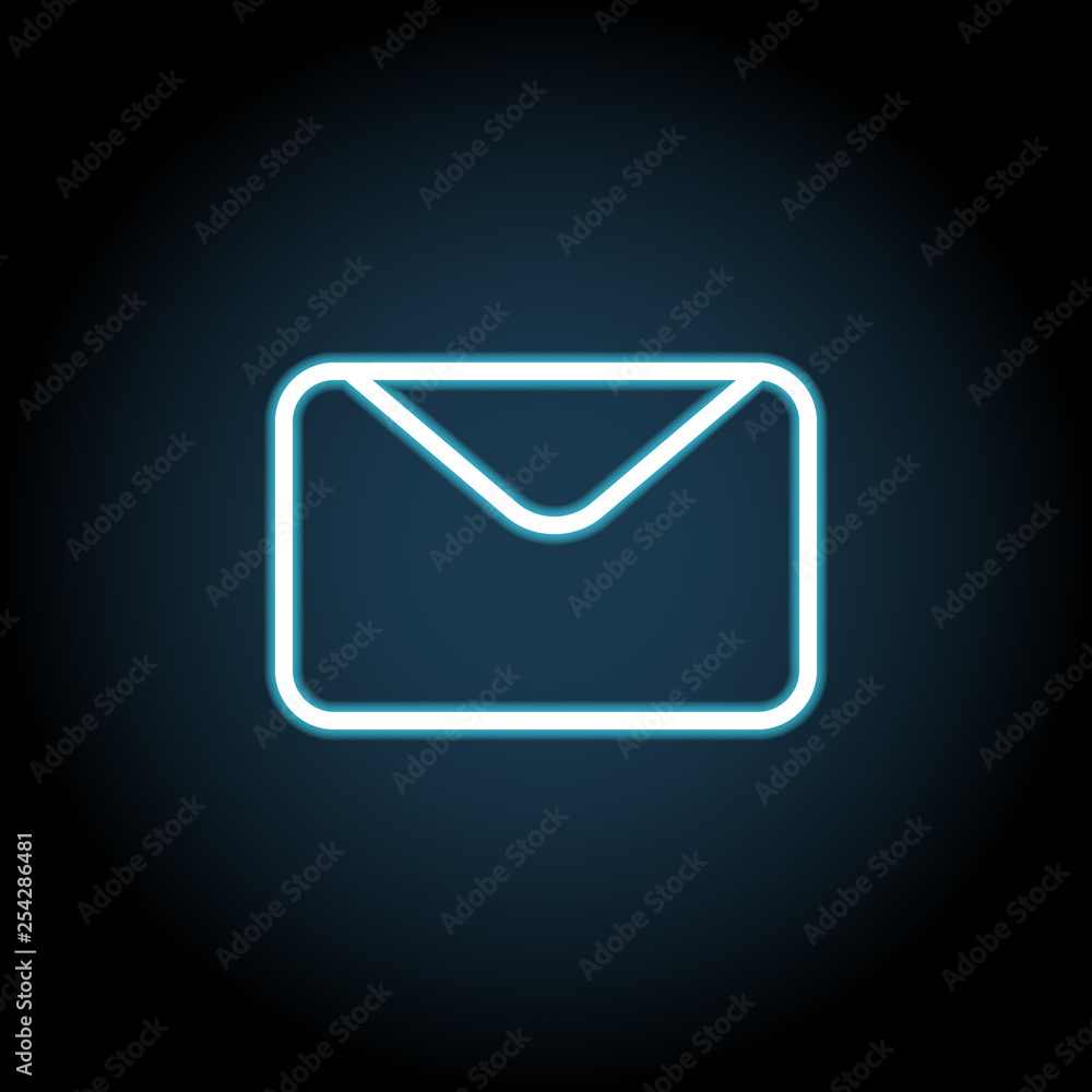 Poster letter icon in neon style. simple thin line, outline vector of web, minimalistic icons for ui and ux