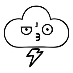 line drawing cartoon storm cloud