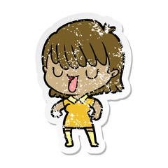 distressed sticker of a cartoon woman