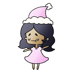 christmas gradient cartoon of kawaii girl
