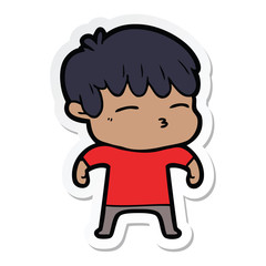 sticker of a cartoon curious boy