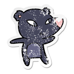 distressed sticker of a cute cartoon bear