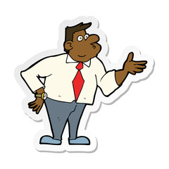 sticker of a cartoon businessman asking question