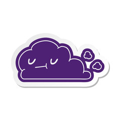 cartoon sticker of kawaii happy cloud