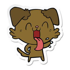 Fototapeta premium sticker of a cartoon panting dog