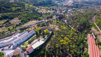 Salamanca. Aerial view in village of Bejar. Spain. Drone Photo