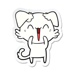 sticker of a happy little dog cartoon