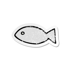 distressed sticker of a cartoon fish symbol