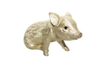 statue of a pig on a white background