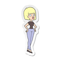 sticker of a cartoon woman with hands on hips