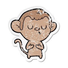distressed sticker of a cartoon monkey
