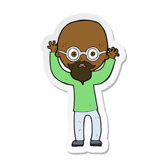 sticker of a cartoon stressed bald man