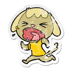 Obraz premium distressed sticker of a cute cartoon dog barking