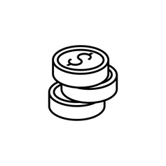 Gold coins outline isometric icon