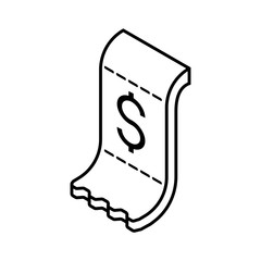 Cash receipt payment isometric outline icon