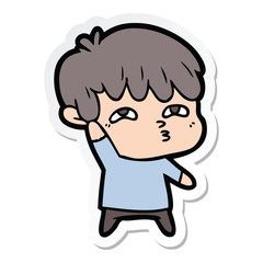 sticker of a cartoon curious man