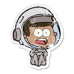 Obraz premium distressed sticker of a cartoon surprised astronaut