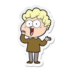 sticker of a cartoon happy man